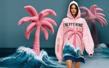 Effortless Lifestyle Style Pink Palm Puff Hoodie